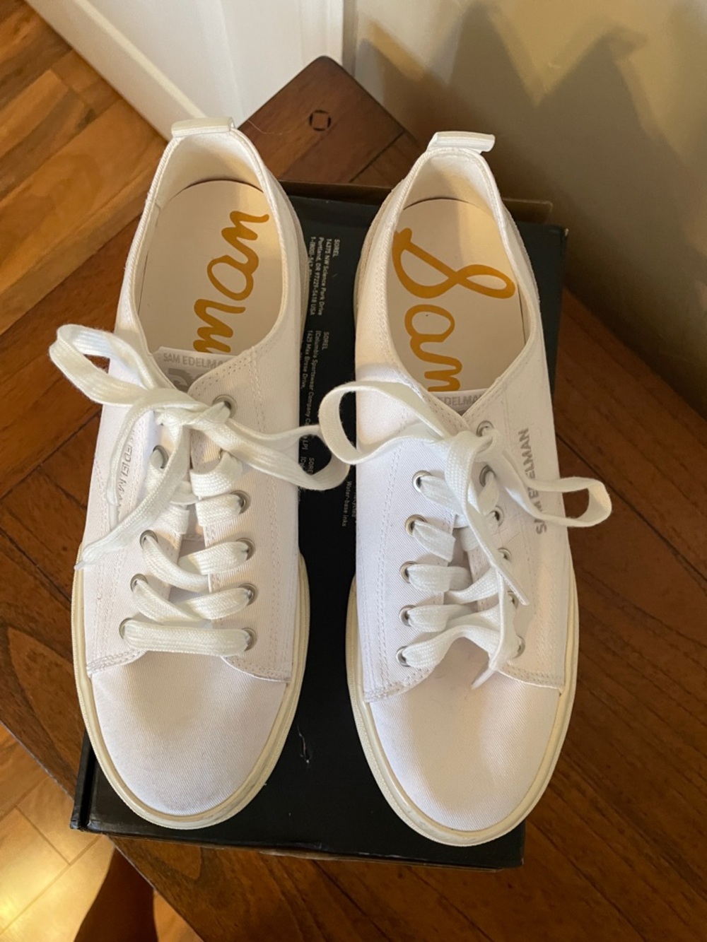 Sam Edelman White Low-Top Canvas Sneakers